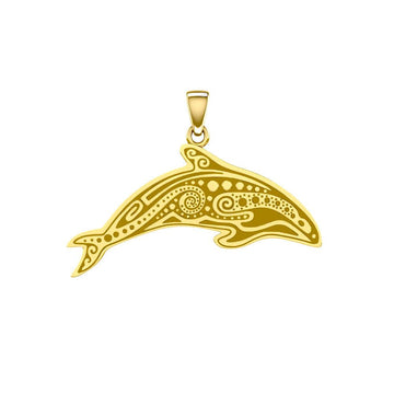 In the Dolphin's world of kind and calm ~ Solid Gold Pendant GTP1374 - Jewelry